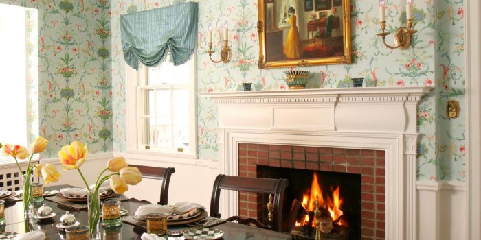 1280x959 French Country Dining Room with Floral Wallpaper | HGTV