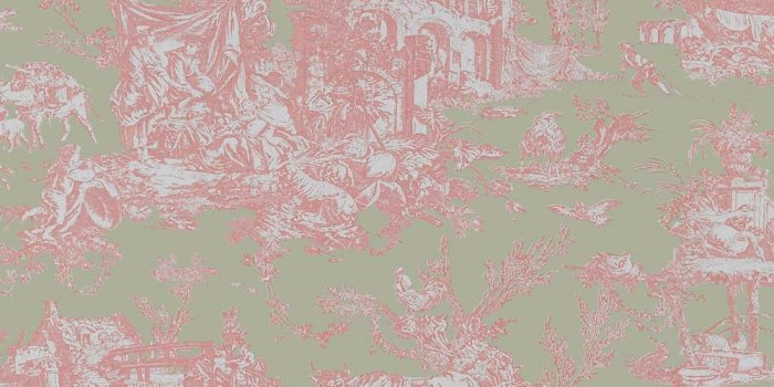 1000x935 Wallpaper Designer French Country Toile Pale Pink on Pale Green