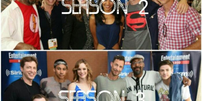 841x1500 The Flash cast at #SDCC | Supergirl and flash, Flash funny, The