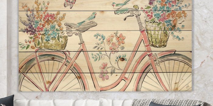 2000x2000 Shop Designart 'Spring Bike Bouquet' French Country Print on