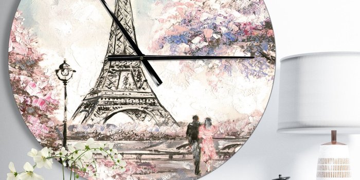 2000x2000 East Urban Home Eiffel with Flowers French Country Wall Clock