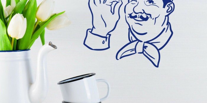 1000x1000 Chef Cartoon Wall Decal Gesture Funny Wallpaper Door Window Vinyl