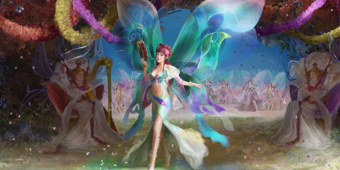 1920x1080 Download wallpaper 1920x1080 fairies, wings, musical instruments