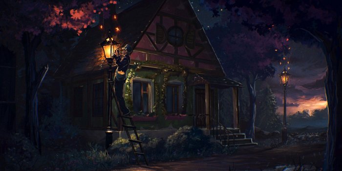 1920x1080 1920x1080 House Fairy Tale Art Light Night Laptop Full HD 1080P HD