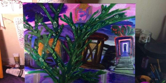1024x768 Beach Glass Treasure - View Seen Through The Ivy I Original