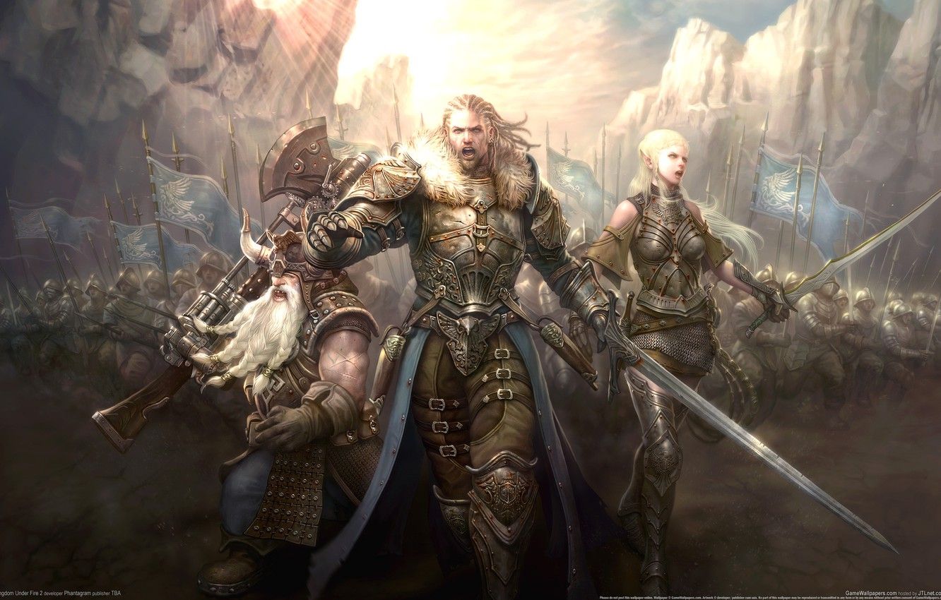 1332x850 Wallpaper weapons, elf, people, Legion, warriors, dwarf images for