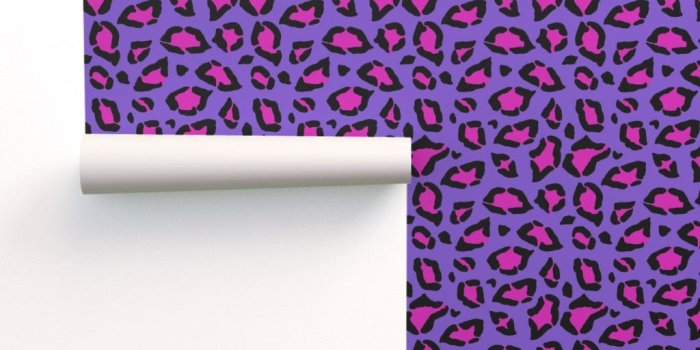 1024x1024 Leopard print hot pink on purple on Isobar by sylviaoh | Roostery