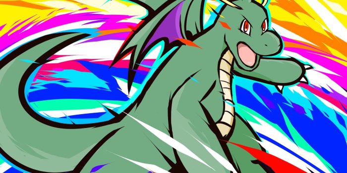 1600x1000 Green dragon painting, ishmam, Pokémon, Dragonite, Shiny Dragonite