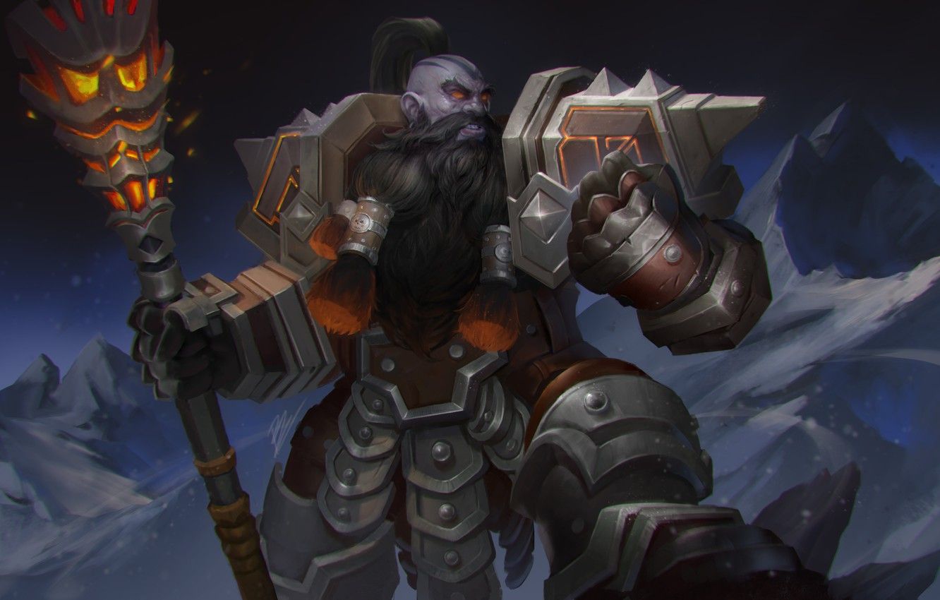 1332x850 Wallpaper the sky, snow, mountains, fiction, beard, dwarf, art