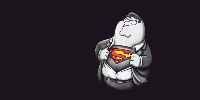 1920x1200 Peter Griffin superman illustration, Peter Griffin, black, family