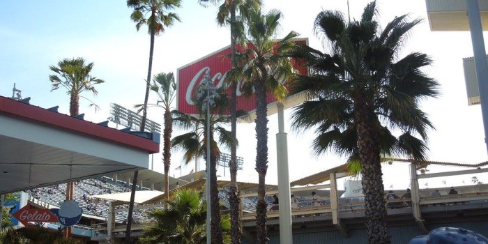 1024x768 Palm Trees at Dodger Stadium | 3508. Palm trees saturate the…