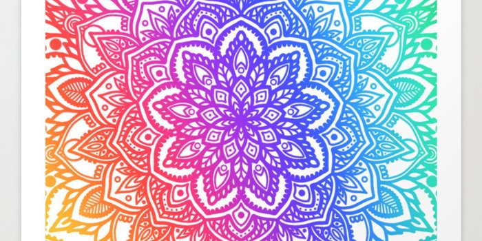 1500x1500 Multi Mandala - Rainbow Ombre Art Print by halycyoniandesign
