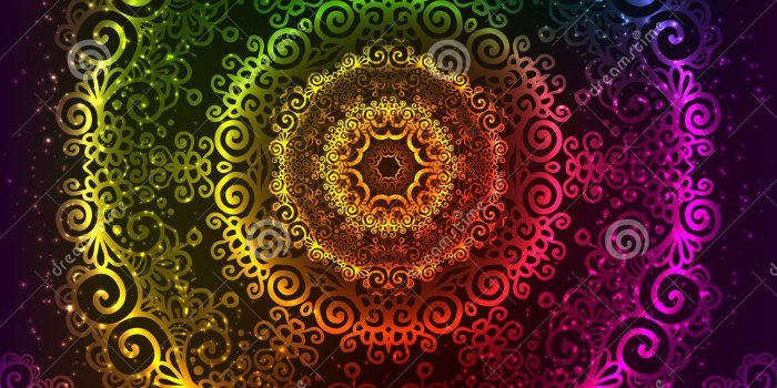 1300x1390 Ornate Vector Rainbow Neon Mandala - Download From Over 29 Million