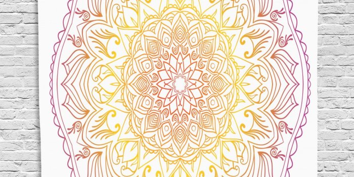 1145x1500 Rainbow Mandala Tapestry, Traditional Colorful Middle Eastern