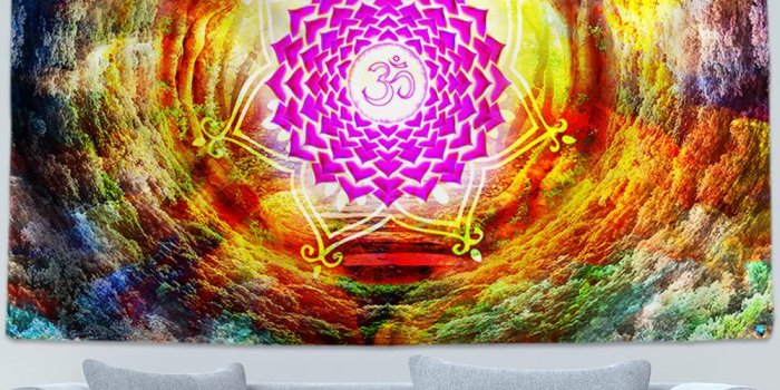 1000x1000 Indian Mandala Tapestry Ombre Chakra Tapestry Rainbow Tree Hole