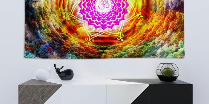 1000x1000 Indian Mandala Tapestry Ombre Chakra Tapestry Rainbow Tree Hole