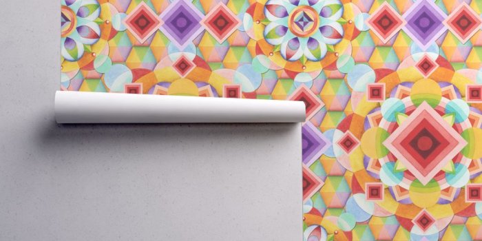 1024x1024 Rainbow Geometric wallpaper - patriciasheadesigns - Spoonflower