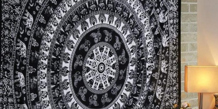 794x1010 Handmade Devotional Black White Elephant Mandala Cotton | Etsy