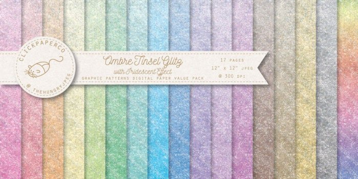 1152x814 Ombre Tinsel Glitter Rainbow Digital Paper Value Pack By
