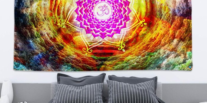 1000x1000 Indian Mandala Tapestry Ombre Chakra Tapestry Rainbow Tree Hole