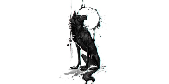 1920x1080 Black wolf illustration, wolf, traditional art, abstract, white