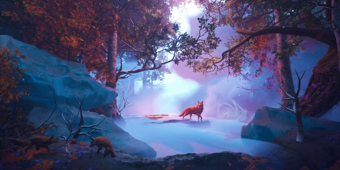 3840x2160 Wallpaper 4k Wolf In Red Magical Woods 4k 4k-wallpapers, artist