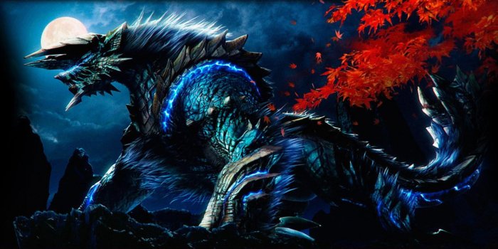 2190x1046 Blue armored animal character digital wallpaper, Monster Hunter