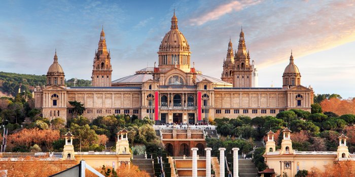 2560x1440 Image Barcelona Spain National Museum Stairs Cities 2560x1440