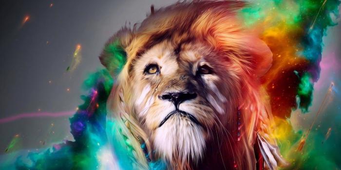 1280x720 Lion In Colorful Smoke Live Wallpaper For Laptop/PC (Link