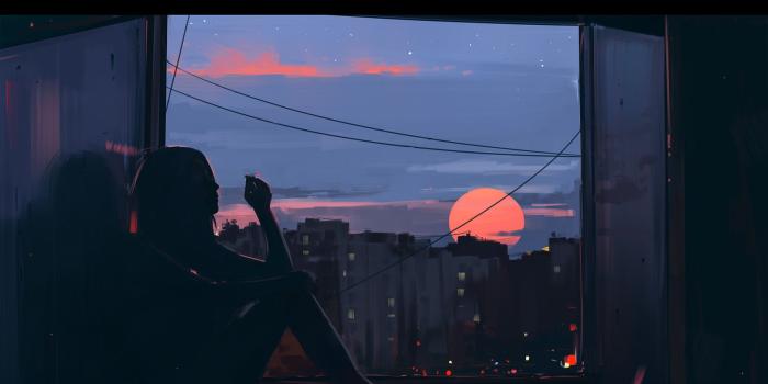 1920x1080 1920x1080 Girl Smoking Near Window Artwork 1080P Laptop Full HD