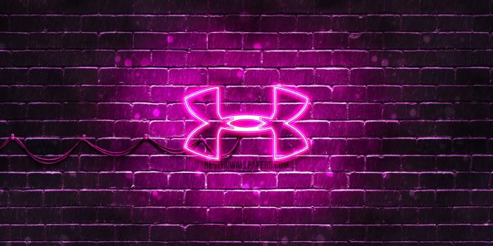 3840x2400 Download wallpapers Under Armour purple logo, 4k, purple brickwall