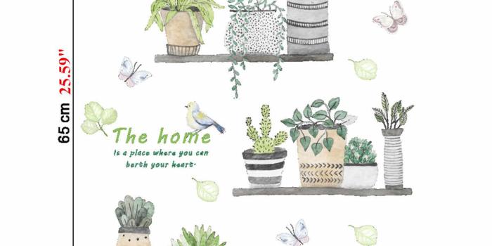 1200x1200 Cute Pot Plant Green Wall Stickers Home Decor Living Room Bedroom