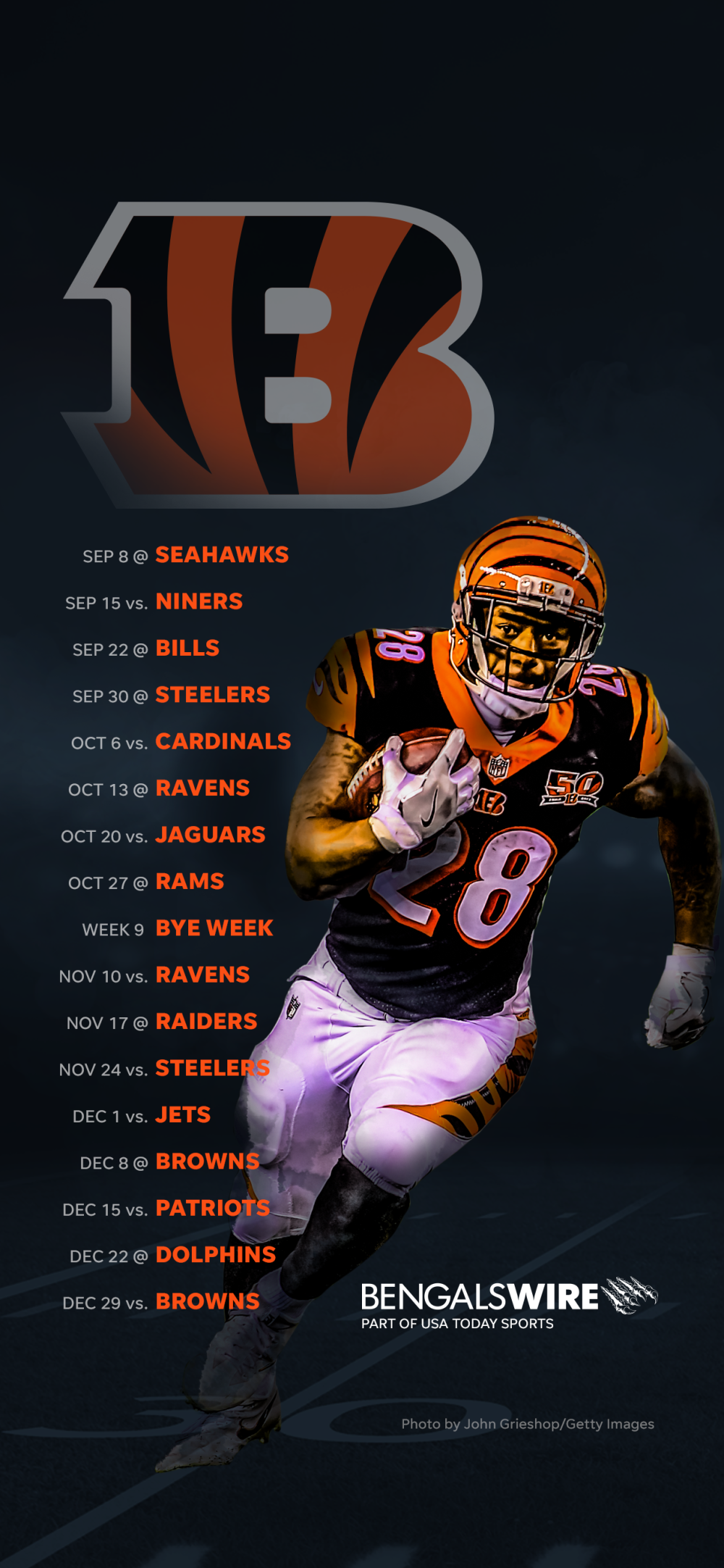 1000x2164 2019 Cincinnati Bengals Schedule: Downloadable Wallpaper