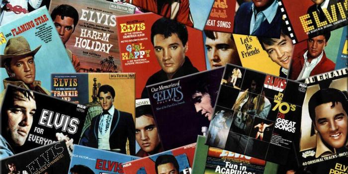 1024x768 My Free Wallpapers - Music Wallpaper : Elvis - Records