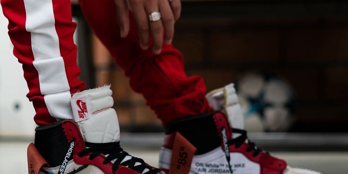 910x1310 HD wallpaper: person wearing chicago Air Jordan 1 x Off-white, shoe, human  | Wallpaper Flare