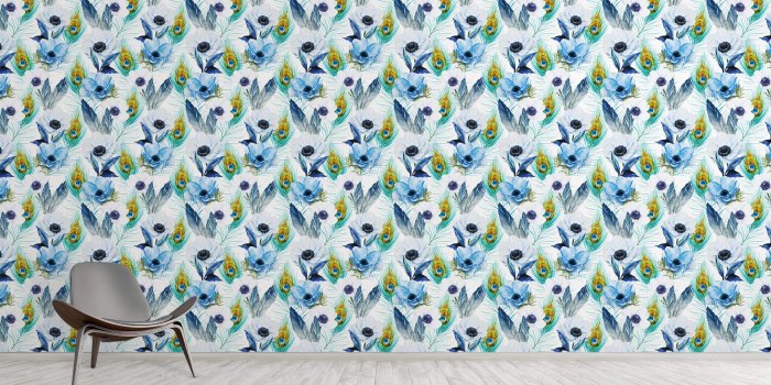 2880x1780 Peacock Feathers Wallpaper for Walls | Poppies and Peacocks