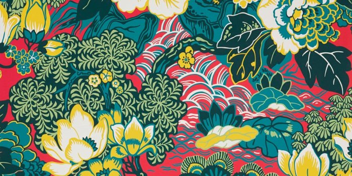 1600x1600 Sample - Schumacher Shanghai Peacock Wallpaper in Cerise | Chairish