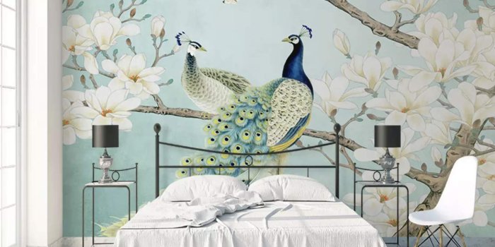 1356x1158 Amazon.com: Murwall Peacock Wallpaper Chinese Peacock Wall Mural