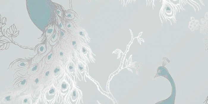 1000x1000 Fine Decor Peacock Empress Wallpaper Teal, Duck Egg (FD40713