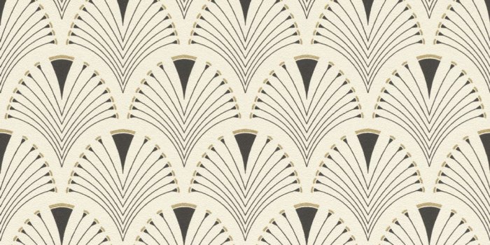 1000x1000 Rasch Art Deco Fan Black Metallic Gold Non Woven Abstract Peacock