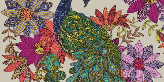 2000x1431 Peacock Puzzle Wall Mural | Wallsauce NL