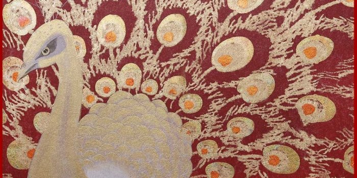 1000x1000 Chinese Style Luxury Gilded Hand-made Non-woven Peacock Wallpaper