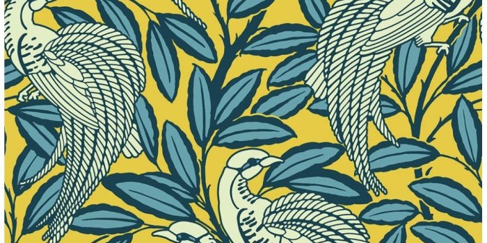 1000x1000 A Shade Wilder Tailfeather Peacock Designer Flock Wallpaper Honey