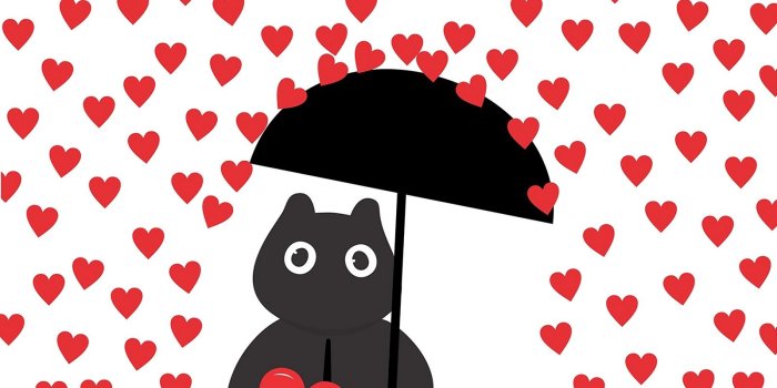1600x900 Download wallpaper 1600x900 hearts, rain, art, silhouette