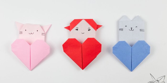 1920x1080 Origami Cat Heart Tutorial - Origami Heart Pocket - Paper Kawaii