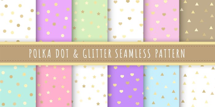 4167x4167 Polka dot and glitter seamless pattern collection. Set of 12 polka