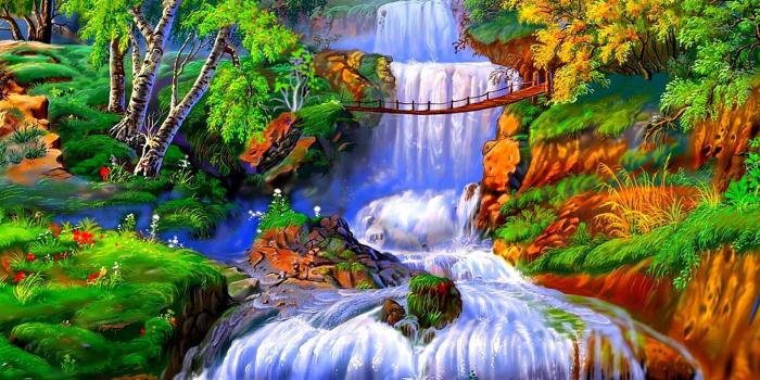 1600x1200 Summer Beautiful Painting Flowers Greenery Nature Forest Plants