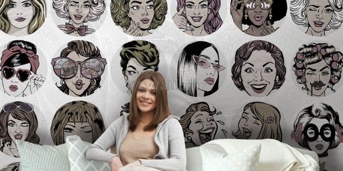 1000x1262 Piero Fornasetti Style Beauty Woman Face Wallpaper Mural • Wallmur®