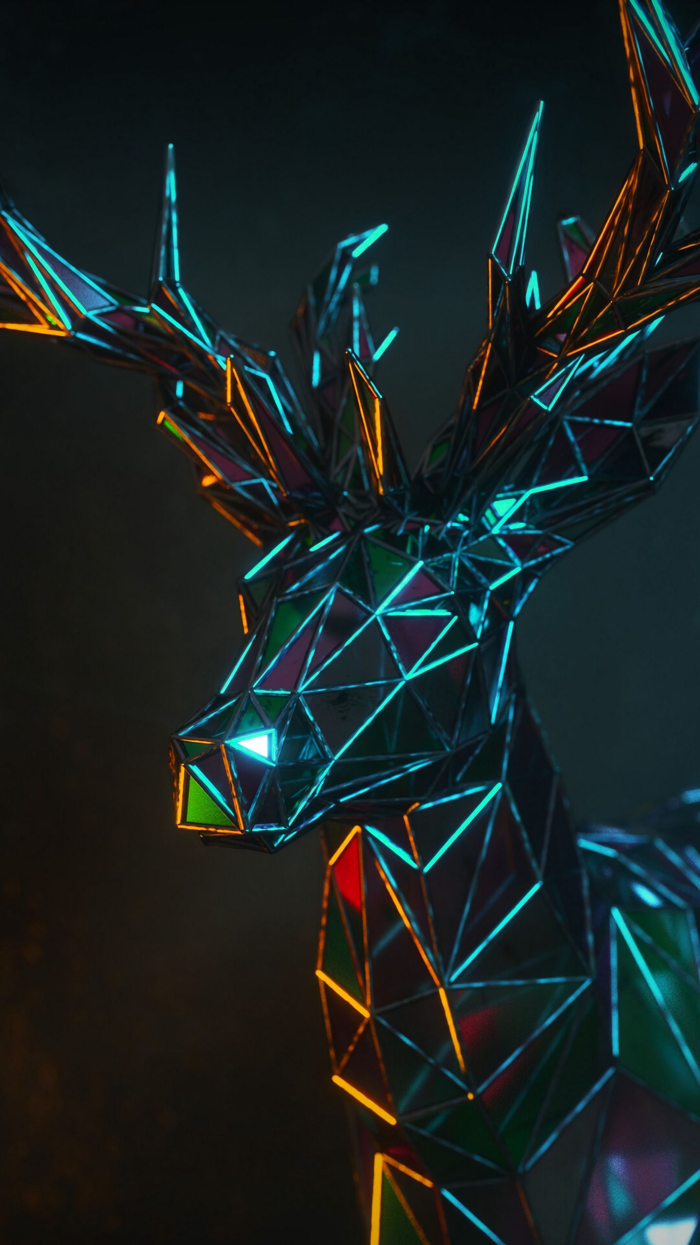 1440x2560 Wallpaper Deer, 3d, Polygon, Figure, Geometric - Imagenes 3d 4k