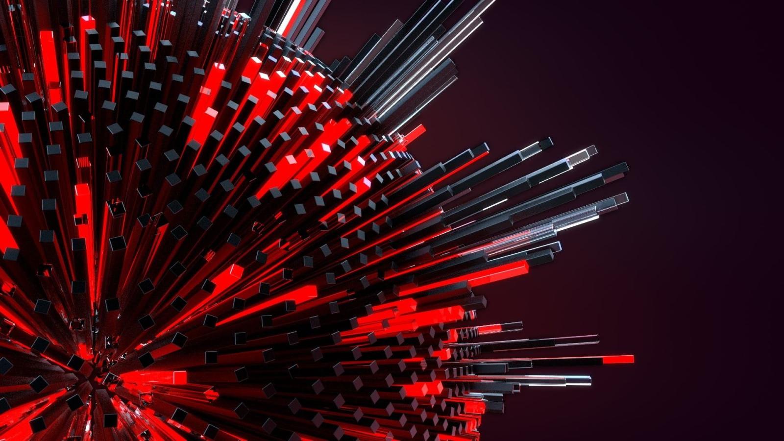 1920x1080 Round red and black illustration, 3D, geometry, digital art